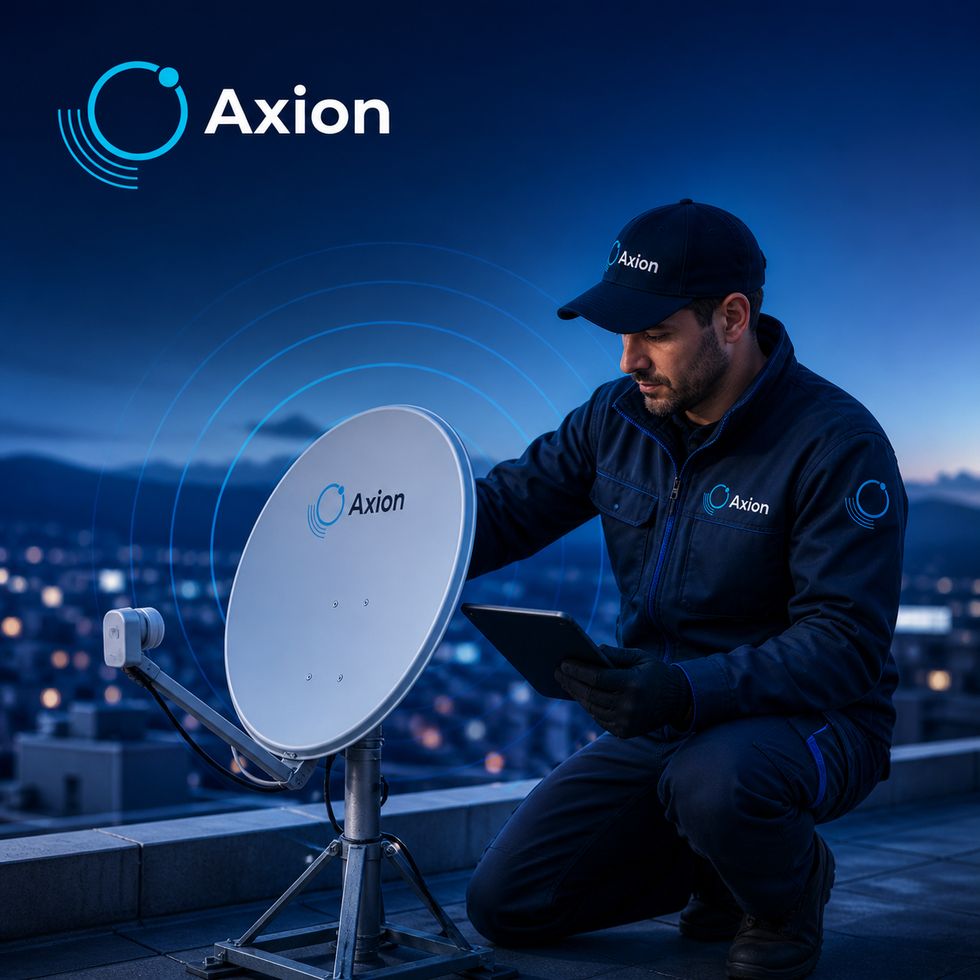 Técnico AxionPB instalando antena de internet via satélite